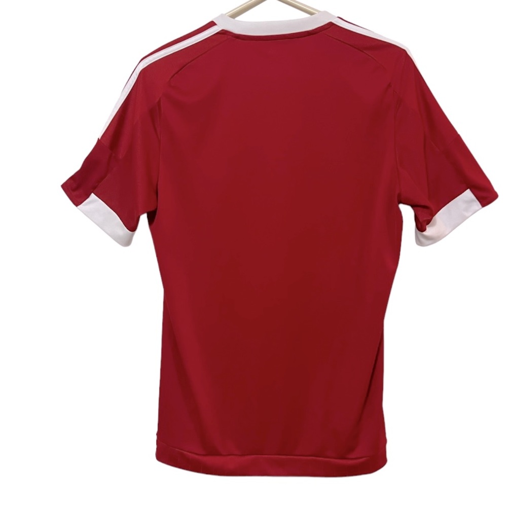 ADIDAS MENS  RED ATHLETIC SHORT SLEEVE CLIMATECOOL SHIRT SIZE MEDIUM - Picture 2 of 4